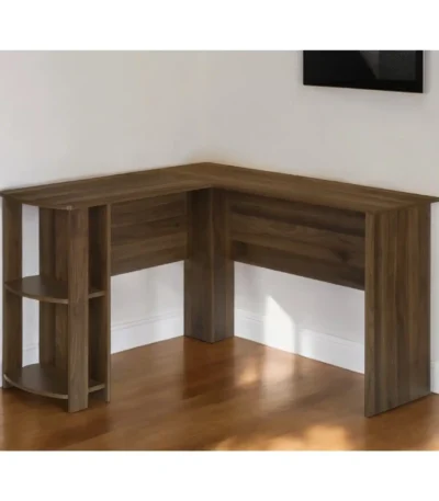 HMS 47" Brown Wood Corner Computer Desk with Drawer Portable Laptop Table for Home Office & Living Room for Hotels