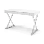 HMS 47" White and Silver Computer Desk with Two Drawers Writing Desk – close-up detail