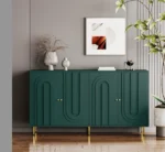 Modern Green Lacquered 4 Door Wooden Cabinet Sideboard Buffet Server Cabinet Storage Cabinet, for Living Room, Entryway - Image 3