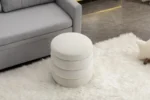 Goldoma Modern Velvet Round Ottoman Pouf with Handmade Design - round velvet ottoman