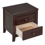 Mid century nightstand dark walnut with two drawers and classic design