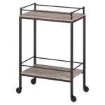 HMS Gray and Black Steel Rolling Bar Cabinet Elegant and Durable Bar Cart - Image 4