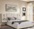 Goldoma Queen Size Adjustable Upholstered Platform Bed with Flower Pattern Velvet Headboard, Modern Pine Wood Frame,
