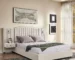 Goldoma Queen Size Adjustable Upholstered Platform Bed with Flower Pattern Velvet Headboard, Modern Pine Wood Frame,