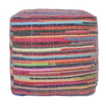 Goldoma 18" Red Black Striped Cube Pouf Ottoman - Foldable Foot Stool & Extra Seat – side view