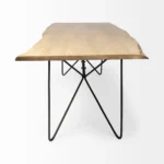 Goldoma 80-inch rustic industrial dining table with brown solid wood top and black metal base, seating six people