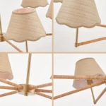 Boho Rattan Chandelier, Rustic Industrial Pendant Light Large Adjustable Pendant Lighting Fixtures for Dning Room Living