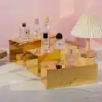 5Pcs Gold Acrylic Rectangular Display Risers Boxes Cake Decorating Supplies for Catering Dessert Buffet Table Weddings