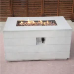 HMS 28" Gray Aluminum Rectangular Fire Pit Table with Cover Natural Gas Stainless Steel Propane Fuel for Patio – styled in a