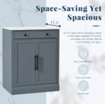 Modern 2-Door Wood Kitchen Pantry with 2 Adjustable Shelves Coffee Bar Cabinet Drawer Food Storage Dining Sideboard - Image 3