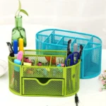 Sharkbang Large Capacity 9 Cell Metal Desk Organizer Mesh Desktop Pencil Pen Sundries Badge Holder Storage Box Stationery