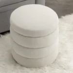 Goldoma Modern Velvet Round Ottoman Pouf with Handmade Design - round velvet ottoman