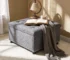 Goldoma Modern Fabric Storage Ottoman with Nailhead Trim - Square Upholstered Footstool & Coffee Table