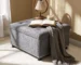 Goldoma Modern Fabric Storage Ottoman with Nailhead Trim - Square Upholstered Footstool & Coffee Table