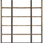 HMS Brown Six-Tier Bookcase Solid Wood and Iron Construction Elegant Sixty-Eight Inch Bookshelf – top view
