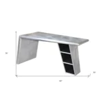HMS 60" Silver Aluminum Writing Desk with Adjustable Height Durable Metal and Wooden Surface for Hotel or Living Room Use