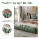 Goldoma queen PU leather bed frame with wingback headboard in a modern bedroom setting
