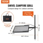 Goldoma swivel campfire grill with adjustable grate over fire pit