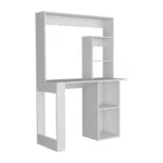 HMS 39" Portable White Wood Computer Desk with Hutch & Drawer for Hotels – close-up detail