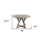 Goldoma 48-inch round pedestal dining table in rustic oak solid wood, brown finish