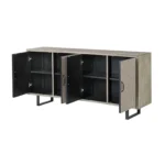 HMS 68 Light Brown Solid Wood Sideboard Four Doors Luxury Modern Design for Home Farmhouse Hotel Living Room Dining Storage - Image 6