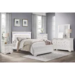 White nightstand with drawers featuring faux alligator embossed drawer fronts