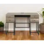 HMS 47" Brown and Black Computer Desk with Four Drawers Writing Desk with Practical Storage Solution – side view