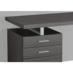 HMS 24" Modern Solid Wood Computer Desk Gray & Black with Three Drawers for Home Office – top view