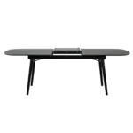 71 inch black rectangular dining table with butterfly leaf extension from Goldoma, modern manufactured wood dining table seats 6