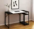 HMS 47" Black and White H-Shape Computer Desk Wood and Metal Office Desk