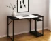HMS 47" Black and White H-Shape Computer Desk Wood and Metal Office Desk