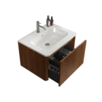 Side angle of the 24-inch bathroom vanity showing the wall-mounted design and compact depth.