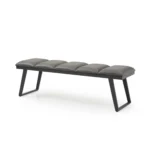 Gray faux leather storage bench with padded seat and hidden storage compartment, 57-inch width by Goldoma