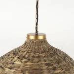 HMS Contemporary Brown Wicker Domed Pendant Light 3000K Warm White E26 Base for Hotel and Home Room Lighting – base detail