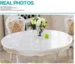 Waterproof Oilproof Round PVC Tablecloth able Cover Glass Soft Cloth Table Cover Home Kitchen Dining Room Placemat 1mm