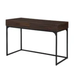 HMS 47" Brown and Black Wood and Metal Computer Desk with Two Drawers Stylish Office Furniture – side view