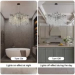 Black Tree Branches Chandelier, Modern Round K9 Crystal Lighting Fixture Chandelier for Living Room, Foyer,Kitchen Island