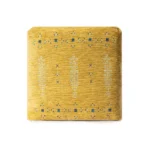Goldoma 18" Yellow Abstract Pouf Ottoman – Square Foot Stool & Accent Seat – side view