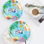 161pcs Blue Disposable Modern Dinnerware Set for Christmas Easter Valentine's Day Back School for Kids Birthday Parties Pool