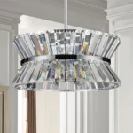 US Stock Free Shipping Modern Crystal Dining Room 16" Round Chandeliers Adjustable Height Hanging Pendant Light Fixtures