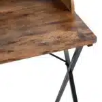 HMS 47" Brown and Black X-Shape Computer Desk Wood and Metal Office Desk – top view