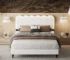 Goldoma modern full size upholstered bed headboard with lights in a cozy bedroom setting