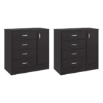 Lund set of 2 high capacity bedroom dressers in wenge minimalist style