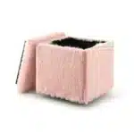 Goldoma 18" Blush Faux Fur Storage Ottoman – Foldable Foot Rest with Hidden Storage – styled in a modern Storage Ottomans