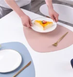 Inyahome PU Leather Dual Sided Placemat and Coaster Set Upgraded Coffee Mats Home Kitchen Dining Table Place Mats Nordic