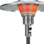 HMS 40000 BTU Bronze Steel Propane Patio Heater Standing Cylindrical Pole Design for Outdoor Use – styled in a modern Patio