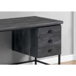 HMS 24" Modern Computer Desk with Three Drawers Brown Black Finish Foldable Design for Hotels Made of Wooden Metal Glass