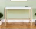 HMS 42" White and Gold Writing Desk with Bookshelf and Drawer Extendable Wooden Computer Table for Office Use
