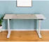 HMS Adjustable White and Natural Wood Rolling Computer Desk with Stainless Steel Modern and Stylish Workspace