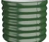 Set of large outdoor planters in green powder-coated steel arranged on a patio with plants